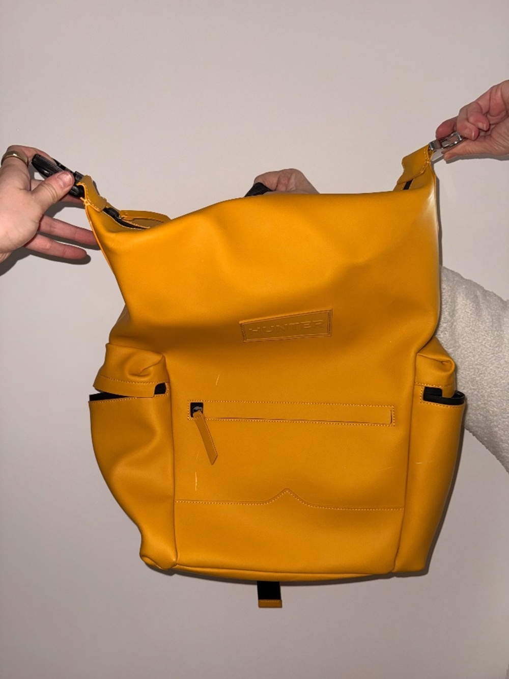 Hunter Original Rubberized Leather Backpack Yellow Genuine Leather Waterproof - Picture 2 of 8